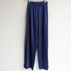 ZARA🖤 satin high rise blue wide leg pants